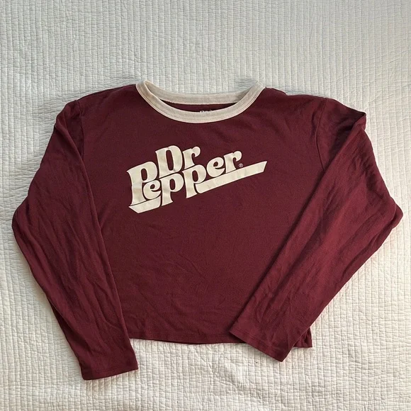 Dr Pepper Women's Long Sleeve Tee - Maroon - Picture 1 of 5